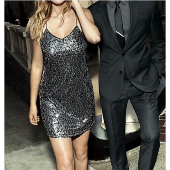 Express Sequined Mini Dress in Silver - Picture 1 of 5